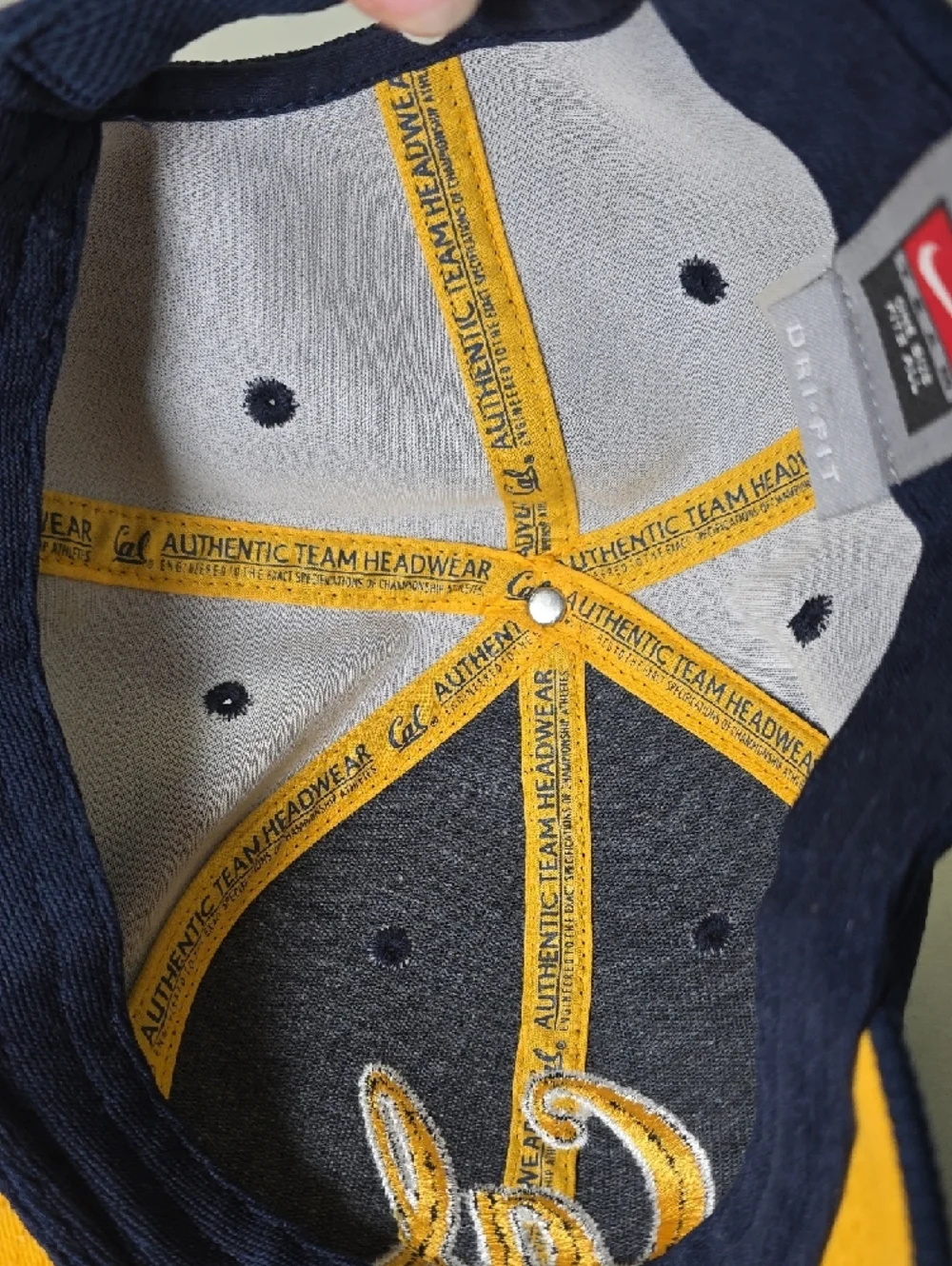 Nike Dri-Fit Cal Hat Adjustable Navy Yellow California Authentic‎ Team Wear Cap